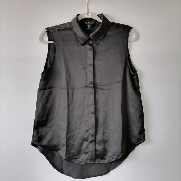Rachel Zone Los Angeles New York Women's Black Collared Sleeveless Shirt Size M - Picture 1 of 6